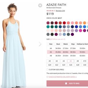 Azazie Dress| Color-MIST| Size 6